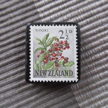 ニュージーランド1960年　花切手ブローチ10850
