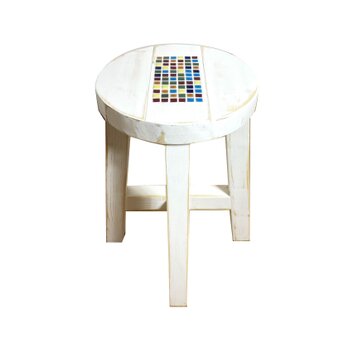 シャビーシックインテリア　モザイクタイル入りサークルスツール