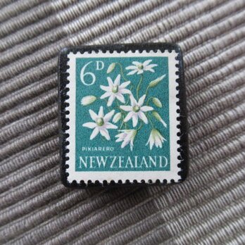 ニュージーランド1960年　花切手ブローチ10854