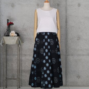 絣のマーメイド　ロングスカート  パッチワーク　M サイズ 　着物リメイク