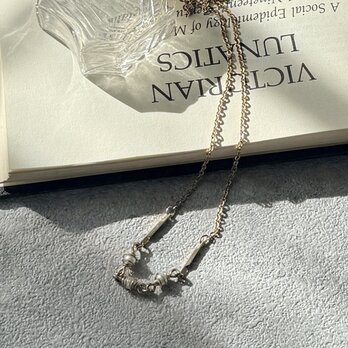 NA161-【AVON】エイボン・ヴィンテージネックレス Gold Tone Bar Wire Wrapped Pearls