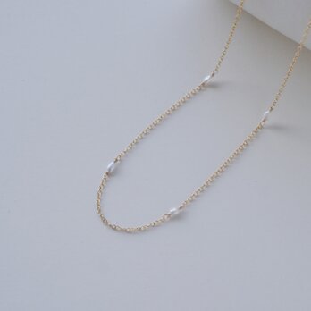 淡雪 ｜ 淡水パールとチェーンの華奢な14kgfネックレス