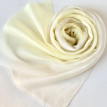 さらウール＊WOOLSILK＊浅黄色×利休白茶色＊手染ウールシルクストール