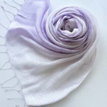 ラベンダー♪二重紗シルク＊淡藤色×白藤色＊レーヨンシルクストール