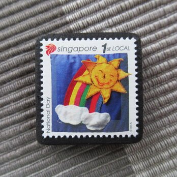 シンガポール2006年　キルト切手ブローチ10860