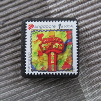 シンガポール2006年　キルト切手ブローチ10862