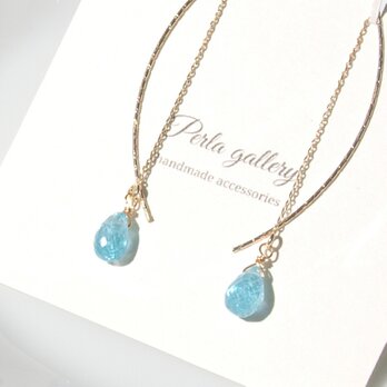 14kgp 24k スカイアパタイト アメリカンピアス イヤリング 水色 金アレ対応 残り1点のみ