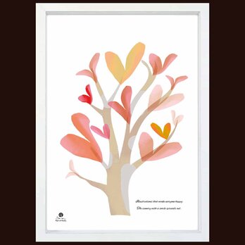 ハートリーフ　木　送料無料 　イイネたのしいポスター　イラスト　ポスター　アートポスター　アート/sei検索新着順　4045
