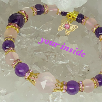 スターカット スター ローズクォーツ アメジスト 天然石ブレスレット