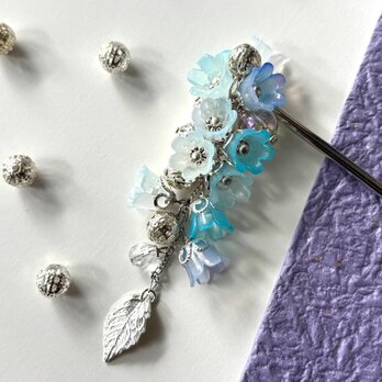 かんざし　グラデーションカラーの鈴蘭　青　水色　ブルー　一本簪　一本挿し　シルバー　すずらん　夏祭り　成人式　卒業式