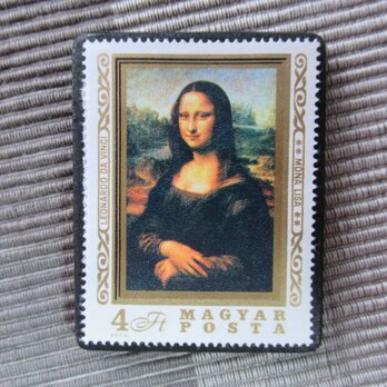 ハンガリー1974年　美術　【モナ・リザ」切手ブローチ10866
