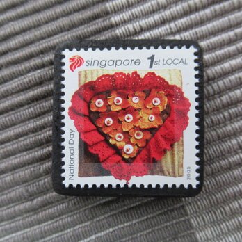 シンガポール2006年　キルト切手ブローチ10870