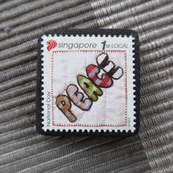 シンガポール2006年　キルト切手ブローチ10873