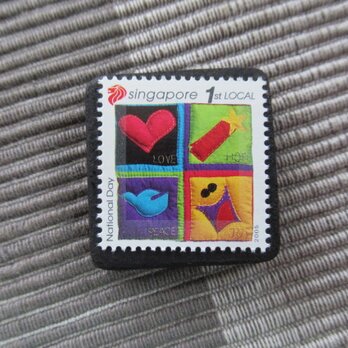 シンガポール2006年　キルト切手ブローチ10878