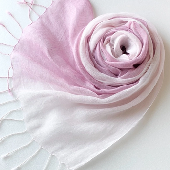 しなやかリネン＊撫子×浅蘇芳色＊ショール