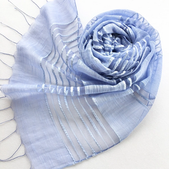 透かし織＊勿忘草色＊コットンシルクストール