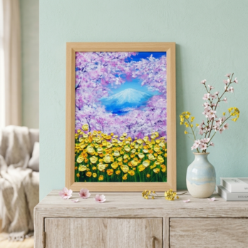 油絵【祝祭の富士】富士山 絵画 油彩画 原画 風景画｜開運 縁起物 金運 アート インテリア