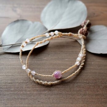 日本の麻&ﾋﾟﾝｸﾄﾙﾏﾘﾝ・ﾛｰｽﾞｸｫｰﾂのﾌﾞﾚｽﾚｯﾄ