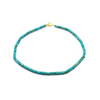 チューブカット天然色ターコイズ（トルコ石）のネックレス◇送料無料♪