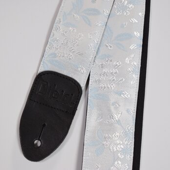 つぼみ葉桜　帆布ギターストラップ（白水色）京都金襴