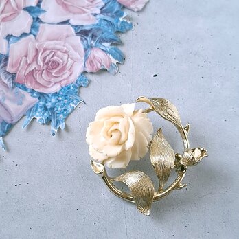 《LISNER》 ivory rose circle リスナー ヴィンテージブローチ
