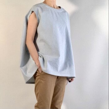 コットン ストライプの コクーン ブラウス