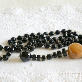 イタリア【pellini】黒＆ゴールドカラー ロングネックレス