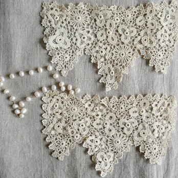 1890年代 アイリッシュクロッシェ／ハンドクロッシェ レース ペアカフス