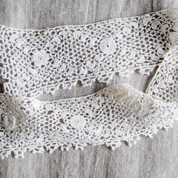 【A】1920年代 アイリッシュクロッシェ／ハンドクロッシェ レース襟飾り