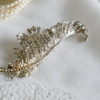 フェザーデザイン ラインストーン飾りのブローチ＆ペンダントヘッド