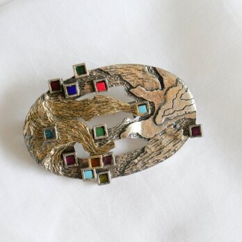 英国製【MIRACLE】モダンでグラフィカルなマルチカラー ブローチ