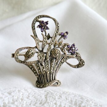 silver925 フワラーバスケットのデザイン ブローチ