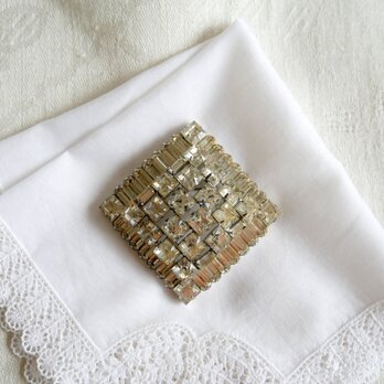 ラインストーン スクエア型 ブローチ