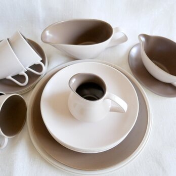 英国製【POOLE Pottery】TWINTONE ピンク＆ブラウン 全16アイテムのセット