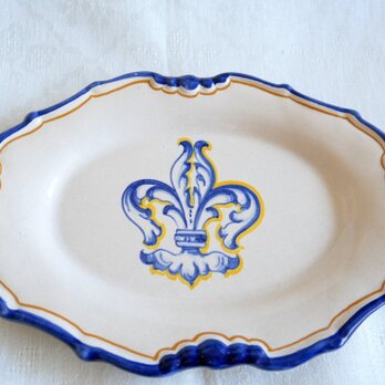 百合の紋章 オーバル型 飾り絵皿