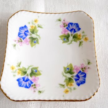 英国製【ROYAL DOULTON】 朝顔の絵柄 スクエア型小皿 2枚セット