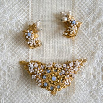 【De Mario New York 】コスチュームジュエリー ブローチ＆イヤリング セット