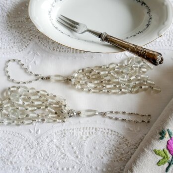 ガラス製 タッセル風デザイン ナプキンリング2本セット