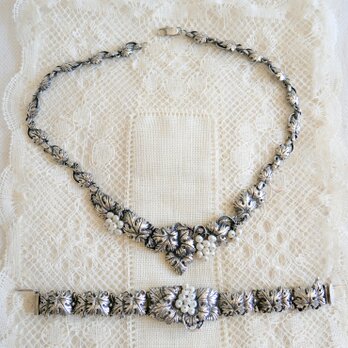 シルバー925 ぶどうのモチーフ ネックレス＆ブレスレットのセット