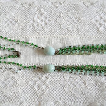 イタリア・ミラノ【PELLINI】グリーン&ブルー ラリエット＆イヤリングのセット