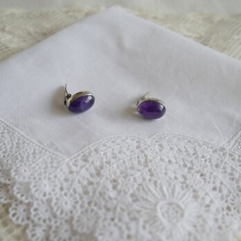 シルバー925 パープル天然石 イヤリング