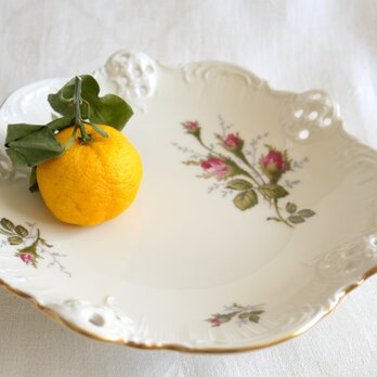 ドイツ【 Rosenthal /Mollere 】バラの絵柄 脚付きのフルーツ用ボウルMoosrose Bowl