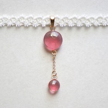 【受注製作】レジンアート　ラウンドモチーフとタティングレースとサテンリボンのチョーカー〈欲望〉