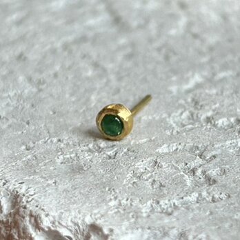 K24 Pure Gold+Emerald 天然エメラルド 2ｍｍ純金スタッドピアス 片耳分