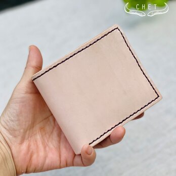 牛ヌメ革コンパクト財布 カードもコインも入る薄型シンプル二つ折り財布