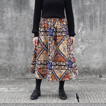 アフリカ布のギャザースカート（ トライバル ）アフリカンプリント アフリカンファブリック