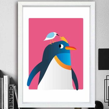 ちょっかい　鳥　送料無料 　イイネたのしいポスター　イラスト　ポスター　アートポスター　アート/sei検索新着順　2755