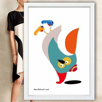 逆立ちタイム　鳥　送料無料 　あらゆるお部屋のポスター　イラスト　ポスター　アートポスター　アート/sei検索新着順　2795