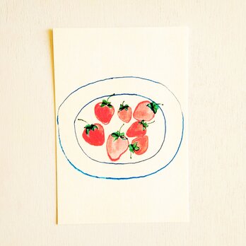 ㊻「フレッシュイチゴ」ポストカード同柄3枚セット　絵葉書 メッセージカード イラスト　送料無料