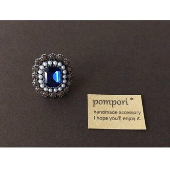 ビクトリア調ビジューブローチ（サファイアカラー）